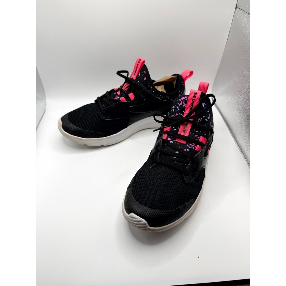 Under Armour Infinity 2.0 Printed GS Girl 7 Sneaker Black Pink Mesh Running Shoe